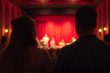 Couple enjoying a romantic theater date in Daehakro.