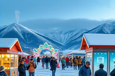 Gangwon winter festival with ice fishing and light displays