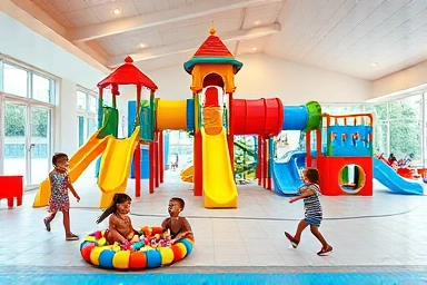 Exciting indoor playground for children at a pool villa