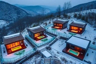 Secluded Gyeongju winter pool villas with private hot tubs
