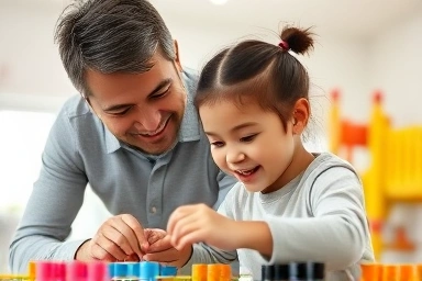 Parent and child bonding in a modern, engaging indoor play space.