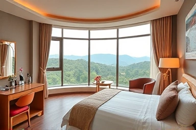 Romantic hotel room view in Jeju for couples.