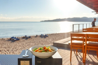 Yeongildae Beach restaurant with Mulhoe and sea