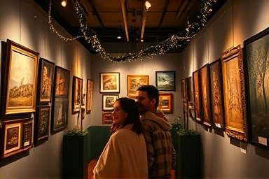 Cozy winter art exhibition date for couples