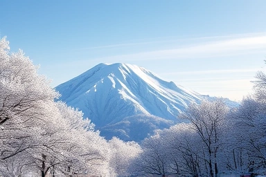 Snow-covered Taebaeksan mountain peak with delicate snow flowers