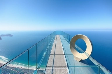 Transparent skywalk overlooking the East Sea, offering stunning ocean views.