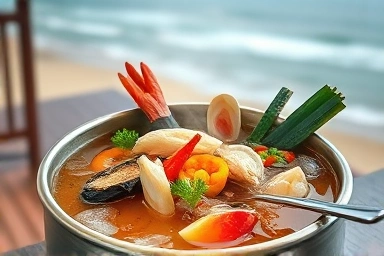 신선한 해산물과 채소가 가득한 강릉 사천 물회
