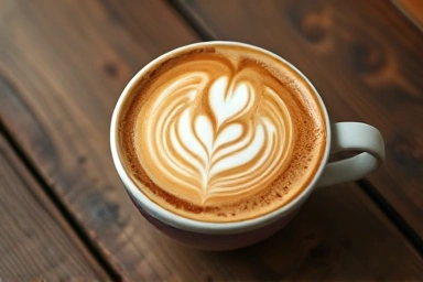Exquisite latte art on a coffee cup.