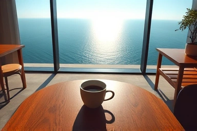 Ayajin ocean view cafe with panoramic sea vista