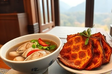 따뜻한 황태국과 먹음직스러운 황태구이