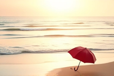 Serene beach sunrise with subtle drama filming props.