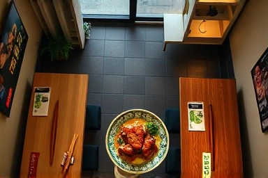 평창 진태원 내부 테이블과 탕수육