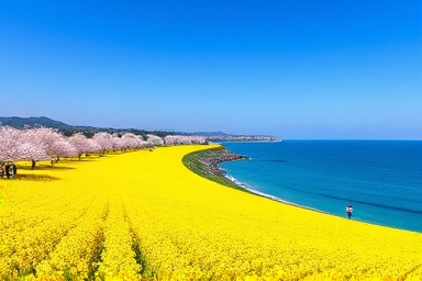삼척 맹방 유채꽃밭과 벚꽃길 풍경