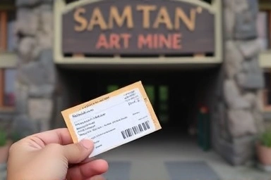 Visitor at Samtan Art Mine entrance, symbolizing a great deal.