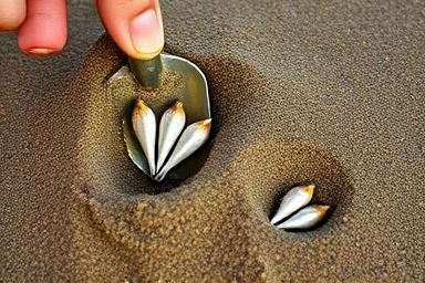 맛조개 잡이 채취 모습