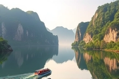 부소담악 유람선 풍경