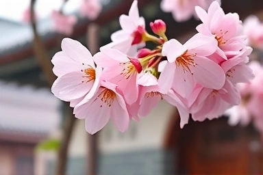 겹벚꽃 클로즈업, 섬세한 꽃잎과 봄의 싱그러움