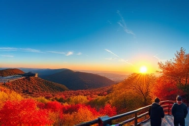 천안 독립기념관 단풍으로 물든 아름다운 숲길 풍경