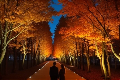 독립기념관 야간 개장, 조명 아래 낭만적인 단풍길