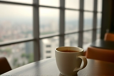 저렴한 가격의 아메리카노와 전망