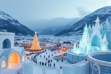 청양 알프스마을 얼음분수 축제의 환상적인 겨울 풍경