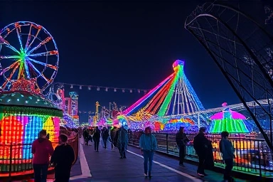 대전 오월드 야간개장, 화려한 조명과 즐거운 사람들