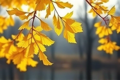 괴산 문광저수지 은행나무잎과 빛나는 반영