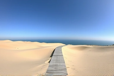 태안 신두리 해안사구의 광활한 모래 언덕과 푸른 하늘