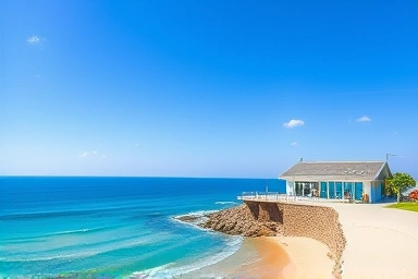 함덕 해변과 오션뷰가 아름다운 델문도 카페 전경