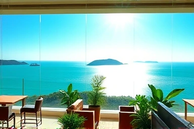 제주 협재 비양도 뷰 카페 전경