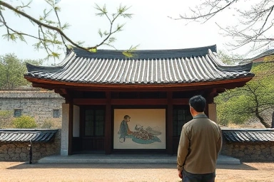 제주 추사관 내부, 세한도 복제품과 함께 고즈넉한 분위기