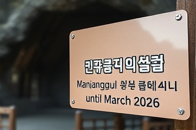 만장굴 공사 안내문