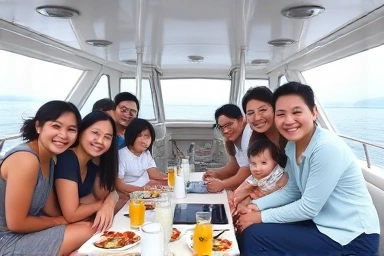 제주 요트 투어 탑승객, 편안한 휴식과 즐거운 시간