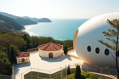 제주 왈종미술관 외관과 주변 풍경