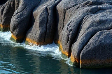 용머리해안의 섬세하고 물결에 깎인 화산암 질감
