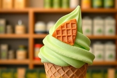 오설록 티뮤지엄 시그니처 녹차 아이스크림과 바움쿠헨