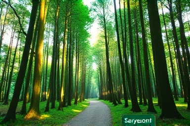 제주 사려니숲길의 고즈넉한 삼나무 숲길 풍경