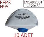 10 ADET ERT 300 N95 FFP3 VENTİLLİ MASKE İSO VE CE BELGELİ