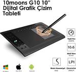 10Moons G10 10X6 Inç 8192 Seviye 5080Lpi Grafik Tablet