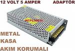 12 Volt 5 Amper Metal Kasa Akim Korumali Şeri̇t Led Let Adaptörü