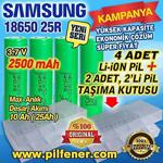 18650 Samsung Im3T 3.7V 2500 Mah Li̇tyum Pi̇l (4 Adet Pi̇l)