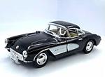 1957 Chevrolet Corvette Çek Bırak 5Inch. Lisanslı Model Araba, Oyuncak Araba 1:34 Siyah