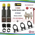 2 Adet Baff Slim Dörtlü Lnb + 3 Lü Lnb Çoklayıcı + Diseqc Switch