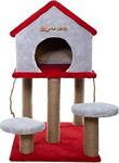 2 Katlı Kedi Tırmalama Evi Gri-Kırmızı