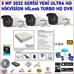 3 Kameralı Hikvision Hilook Dvr 5 Mp Hd Güvenlik Kamera Sistemi