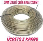 3Mm Çeli̇k Halat İzoleli̇ Çeli̇k Çamaşir İpi̇ 3Mm 200Mt