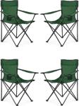 4 Lü Katlanabilir Kamp Sandalyesi Yeşil Taşıma Çantalı