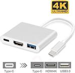 4K Type-C HDMI Görüntü Aktarım Kablosu Şarj Girişli Usb Hub 3.0