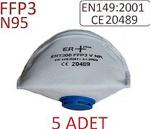 5 ADET ERT 300 N95 FFP3 VENTİLLİ MASKE İSO VE CE BELGELİ