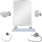 6 Parça Krom Banyo Ayna Seti - Kare